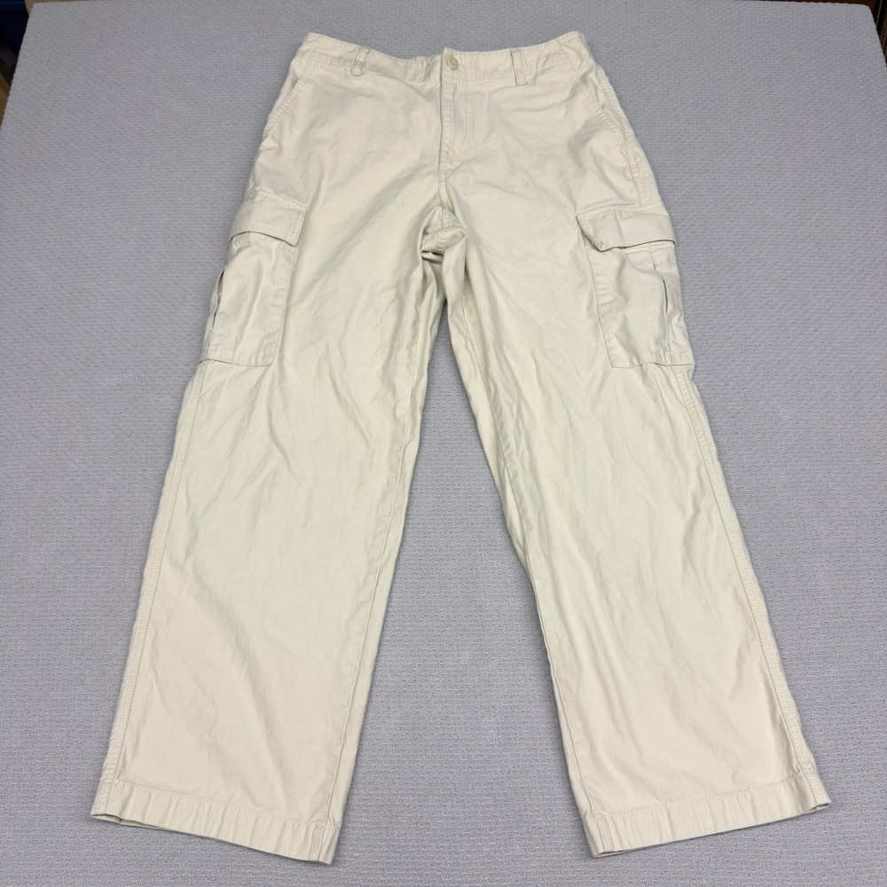 Uniqlo Cargo Pants Mens Large 32x29 Khaki Straight Fit Baggy Y2k Casual Pockets